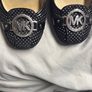 Michael Kors Black and Silver Polka Dot Loafers